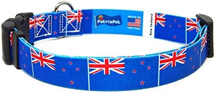 Нашийник за кучета Нова Зеландия | Флаг Нова Зеландия | Быстросъемная обтегач | Произведено в Ню Джърси, САЩ | за Големи кучета