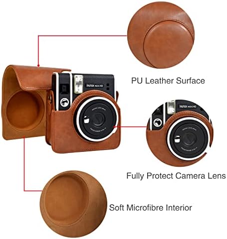 Калъф HIYQIN Mini40, Защитен Калъф за фотоапарат Instax Mini40, Калъф за чанта от Изкуствена кожа с Подвижна Регулируема