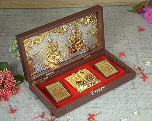 Златни подарък идеи, Позлатена рамка за снимки Махалакшми Ганеша с Charan Падукой, Ответни подаръци на Puja на
