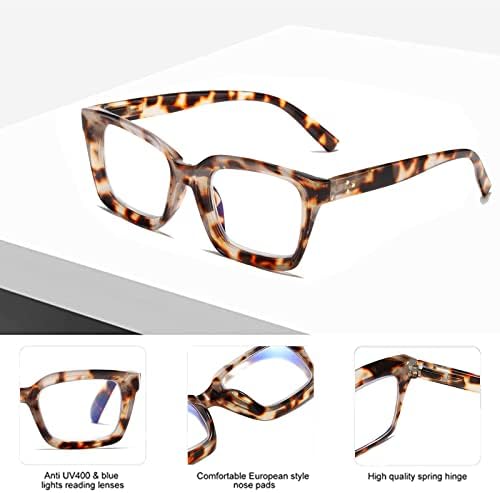 Hubeye 3 Двойки Ретро Големи Очила за четене в Големи рамки за Жени И Мъже, Квадратни Модни Очила в Стил Опра,