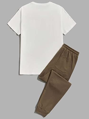 LUBOSE Комплект дрехи от две части за мъже, тениска с изображение и спортни панталони (Цвят: многоцветен, Размер: XX-Large)