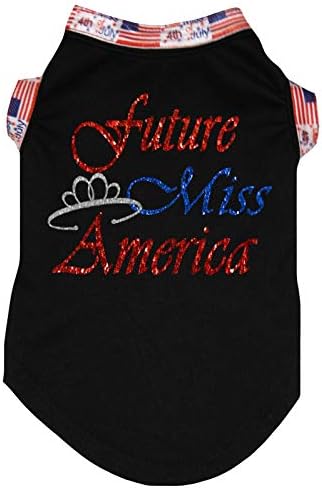 Тениска за кучета Petitebella Future Miss America Black Puppy (Черна, XX-Large)