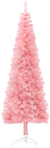 VidaXL Тънка Изкуствена Други Коледната елха със Стойка Розов цвят 94,5