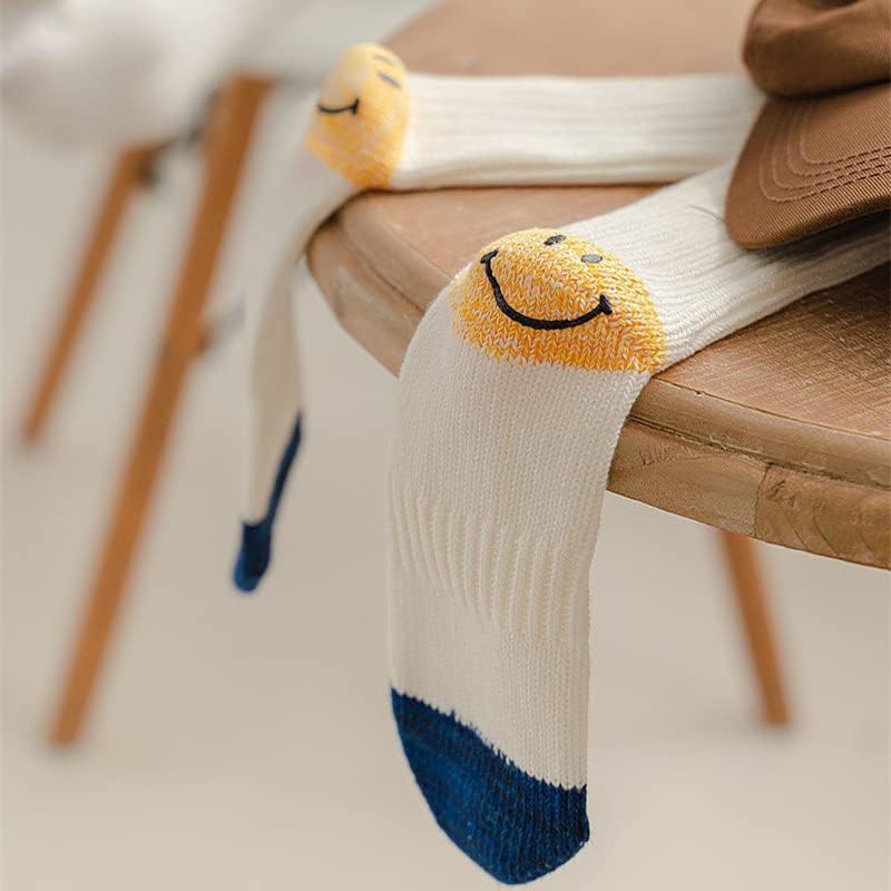 Ralxion 3 Чифта Чорапи с Смайликами, Сладки Эстетичные Чисто Реколта Чорапи с Улыбающимся Лице