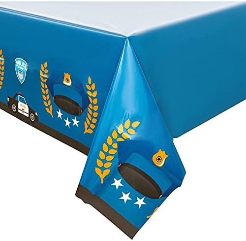 Синя пластмасова покривка за полицейско парти (54 x 108 инча, 3 опаковки)