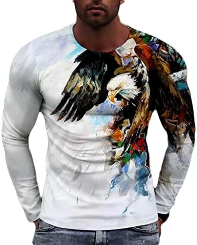 Мъжки Ризи с дълъг ръкав, тениски с 3D Цифрово принтом Пролетна Модна Блуза с кръгло деколте, Приталенные Ежедневни