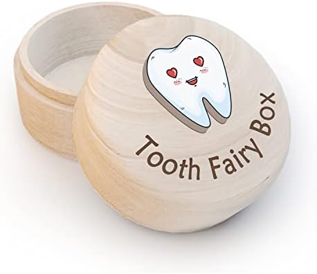 Скоростна феята на Зъбките Azbuk за момчета и момичета, Дървена кутия с Забавен Зъбите и 3D Зъб, За съхранение на Загубени зъби за деца, Кутия за съхранение на паднали з?