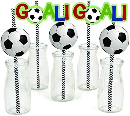 Футболни сламки, 36 хартиени соломинок за топки, сламки за рождения ден на футболна тематика, Декоративни сламки