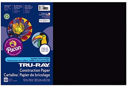 Плътна хартия Tru-Ray®, 50% рециклиране, 12 x 18, Черна, опаковка по 50 броя & ® Плътна хартия, 50% рециклиране, 12 x 18,