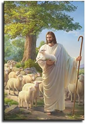 Исус Христос е Пастирът на Арт-Деко Плакат на Стенно Изкуство, Живопис Домашна Баня Офис Декор Спални Изкуството на Мъже, Жени Печатни Подаръци (без рамка, 08 × 12 инча