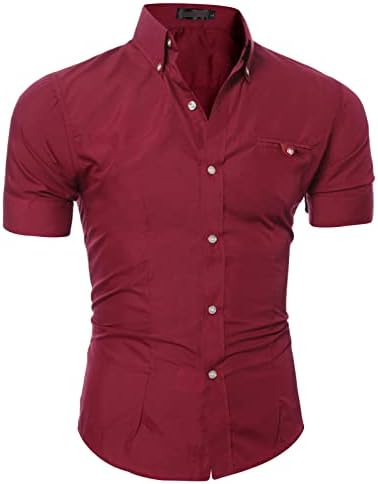 Maiyifu-GJ Мъжки Приталенные Ризи с Къс ръкав, Ежедневни Бизнес Риза с копчета, белите Дробове Обикновена Риза с джоб
