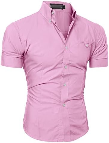 Maiyifu-GJ Мъжки Приталенные Ризи с Къс ръкав, Ежедневни Бизнес Риза с копчета, белите Дробове Обикновена Риза