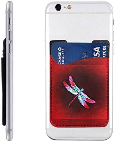 Водно конче в червено на фона на Държач за карти, мобилен телефон, Кожена вложка за портфейла, мобилния телефон,