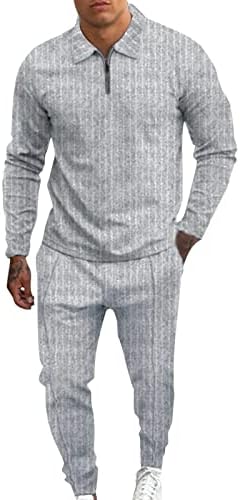 Мъжки Ежедневни Поло Риза с дълъг Ръкав и Панталони, Комплекти от Две части, Есен Облекло, Спортно облекло
