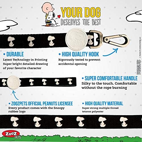 Каишка за кучета ZOOZ PETS - Официален марка Снупи за домашни любимци - Сверхпрочный и здрава каишка за кучета 10 различни