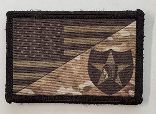 Роб Знаме на 2-ра пехотна дивизия на САЩ, нашивка на морала на тактически военни. Кука и контур, 2x3 Произведено