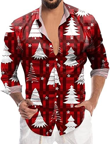GDJGTA Мъжки Модни и Ежедневни Коледна Дигитален 3D Печат Празнична Риза С Ревера и Бутони С Дълъг Ръкав, Мъжки t-shirt