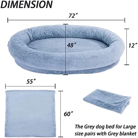 Zekeoney Легло за един човек и куче за Възрастни, Гигантска легло-чанта за хората, 72 x48x12, Голямо Легло за Куче с Размерите на Човек, на Легло за спане с едно Одеяло (Светло