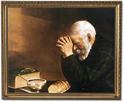 Art Prints Inc Хляб Мъж, Молящийся на масата Грейс Религиозен Арт Принт 16x20