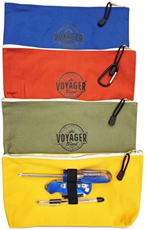 Холщовая чанта с цип (комплект от 4-те), дамски Чанти-тоут за тежки инструменти, Цветна маркировка, Карабина, метален