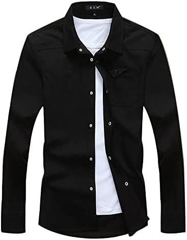 XTAPAN Мъжки Ежедневни Риза Slim Fit в памучна Риза с копчета и дълъг ръкав