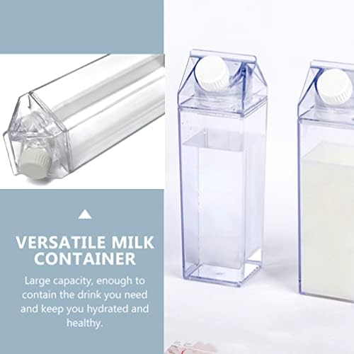 Zerodeko 2 елемента Пластмасова Кутия за Мляко Пластмасови Кутии За Мляко Прозрачна Бутилка за Вода Прозрачен Квадратна