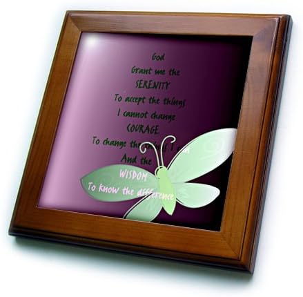 3dRose ft_47246_1 Serenity Prayer-Теракот в художествената рамка на цвят пеперуди, лилав цвят, на 8 на 8 см