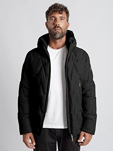 Якета NINQ за мъже - Мъжката Пуховое палто с качулка с цип (Цвят: черен Размер: Голям)