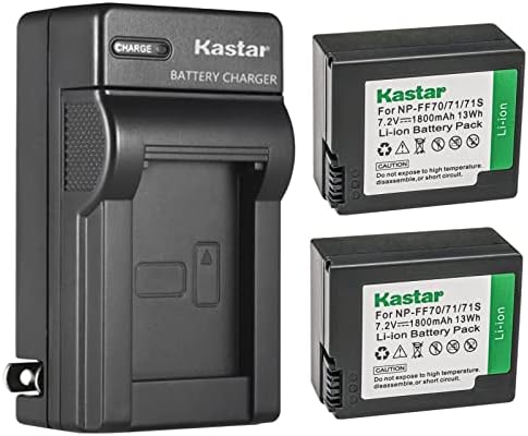 Kastar 2-Pack NP-FF70 Батерия и монтиране на зарядно устройство ac адаптер за подмяна на батерии Sony NP-FF70, NP-FF71,