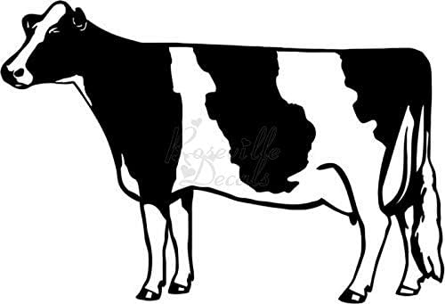 Vinyl Стикер на млечна ферма Млечна крава, Стикер за Домашен Офис декор, Табела на прозореца на колата, Размер- [8 инча]/ [20 см] ширина, Цвят - Черен гланц