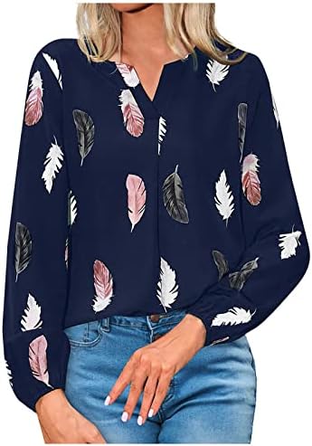 Дамски модни Fragarn, Свободен Пуловер с V-образно деколте и принтом от Пера, Риза с дълъг ръкав, Топ