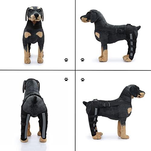 Бандаж за Задните крака на кучето QingYi, Регулируема Наколенник за Кучета с метални Пружинна опора и Светлоотразителен