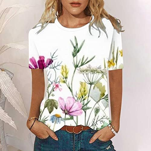 2023 Облекло Y2K Къс Ръкав Отвор на Вратата Гроздов Цвете Графичен Топ Тениска за Жени Лято Есен в памучна Риза BD BD