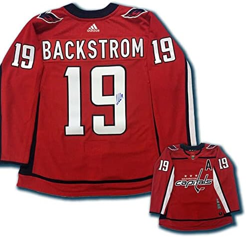НИКЛАС БЭКСТРЕМ подписа Червената фланелка Adidas PRO от Washington Capitals - Тениски NHL с автограф