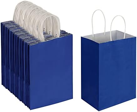 Oikss по 100 опаковки в малки подарък опаковки от кафява и синя крафт-хартия с дръжки на едро