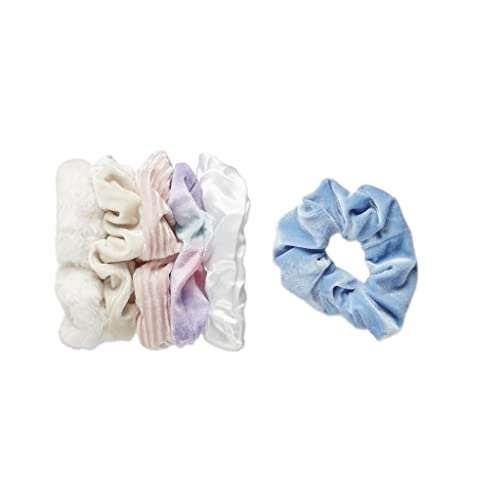 Оригинален подаръчен комплект Scrunchie® Girls Fashion включва 6 уникални дизайни: Пастелно дъгата кадифе, Кремаво