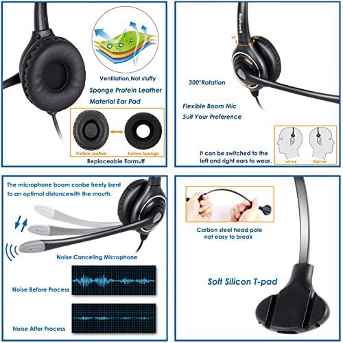 Монофоническая слушалки VoiceJoy с Шумоподавляющим микрофон с QD (Quick Disconnect), съвместима с Plantronics и быстроразъемным