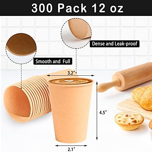 [240 Опаковки] Хартиени чаши кафе на по 12 мл за Еднократна употреба Хартиени чаши по 12 унции, Крафт Хартия,