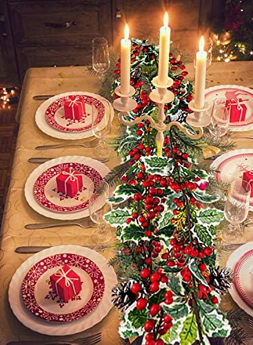 Jelofly 7 ФУТА Червена Плодове Коледна Гирлянда с Борови Копче, Игольчатая Венец, Коледни Украси, Вътрешни Външни