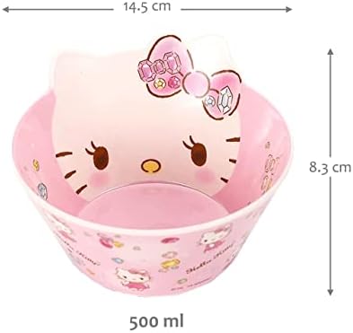Комплект прибори за хранене Hello Kitty Сладко Розов цвят Dinnerware Чиния, Купа, Чаша, Лъжица, 4 бр.