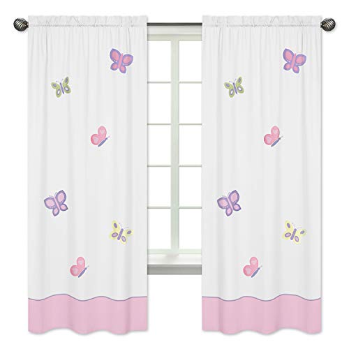 Sweet Jojo Designs Розова и лилава лента за обработка на прозорци с пеперуди - Комплект от 2