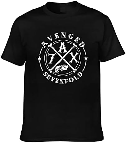 Мъжки Удобна Риза на Avenged Sevenfold С Къс ръкав, Модни Памучен Тениска с кръгло деколте, Черна