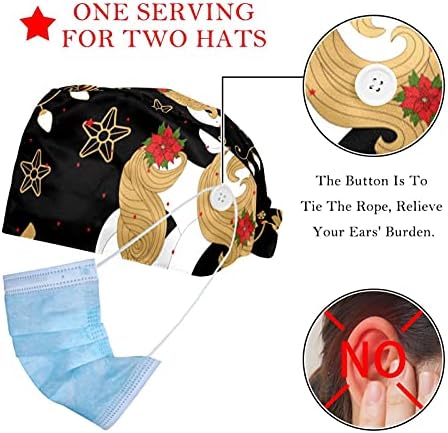 2 Опаковки весела Коледа, Работни шапки на Червен фон, с лента за Пот за Жени и мъже, Шапчица-Тюрбан с начесом