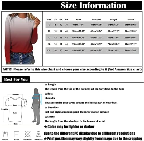 Дамски блузи GOFULY с равен брой гласове-боя, Модерна и Стилна Тениска с кръгло деколте и дълги ръкави с Цветен Принтом,