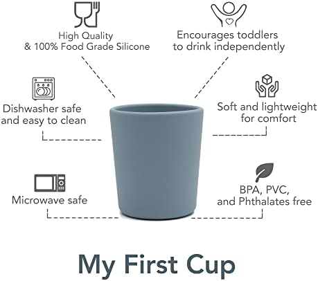 noüka My First Cup | Храна силикон | Двойни дръжки за по-удобно захващане | Нескользящие и меки | Могат да се
