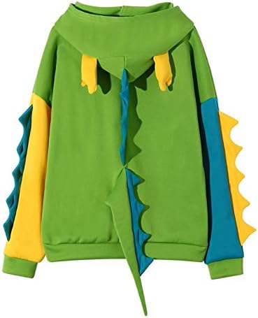 Дамски Hoody с качулка във формата на Динозавър, Нестандартен, Забавен Дизайн Животни, Всекидневни Пуловер