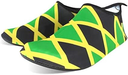 Водна обувки VOARYISA за жени и Мъже, Бързосъхнеща Плажни обувки за плуване, за практикуване на Сърф за открито, Йога, Знамето на Ямайка, Карибски Реге Rasta