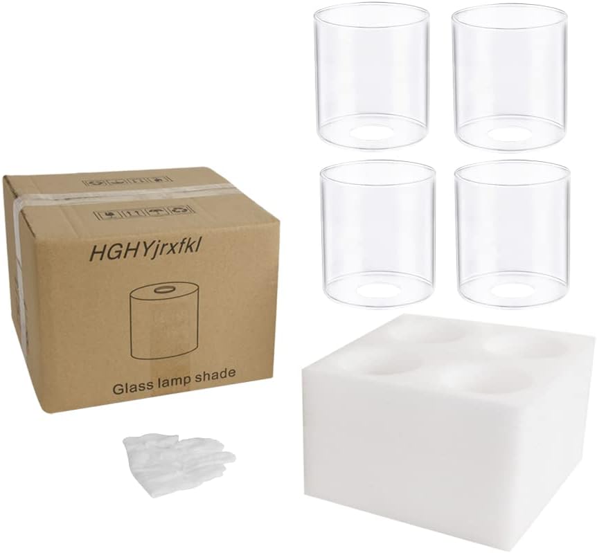 Подмяна на абажуров от прозрачно стъкло HGHYjrxfkl в опаковка от 4 теми, Височина 5,12 инча, диаметър 4,72 инча, Определяне