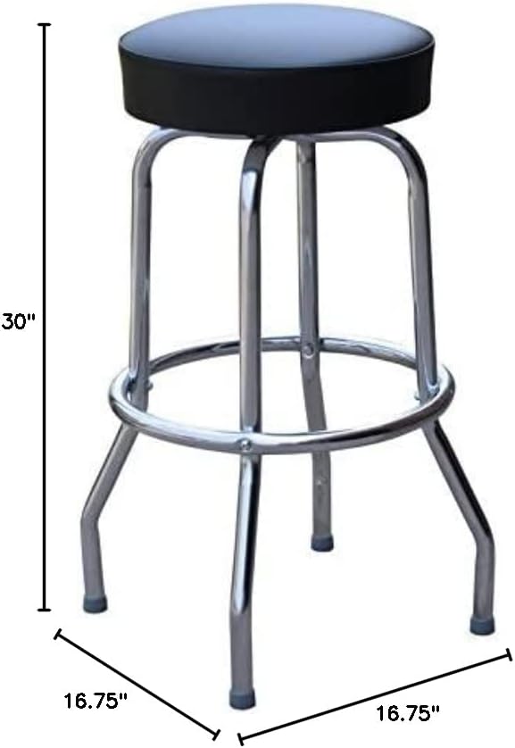 Отточна тръба на шарнирна връзка Бар стол Richardson Без табло с Хромирана рамка и Седалка, Черно, на 30
