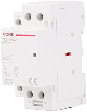 CRFYJ YCCH6 Din 2P-рейк Домакински модулен контактор за променлив ток 25A 40A 220/230V 50/60 Hz 2NO 2NC или 1NO 1NC (Цвят: YCCH6-2P размер: 25A, без NC)